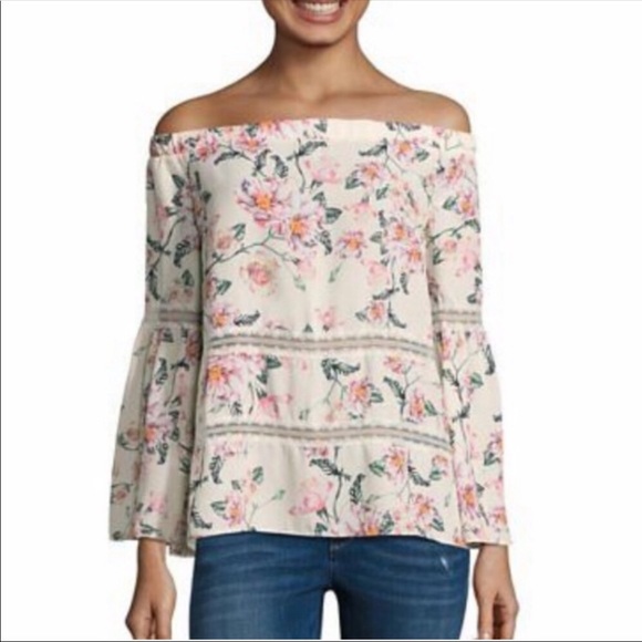 belle sky Tops - Belle Sky Off The Shoulder Floral Blouse